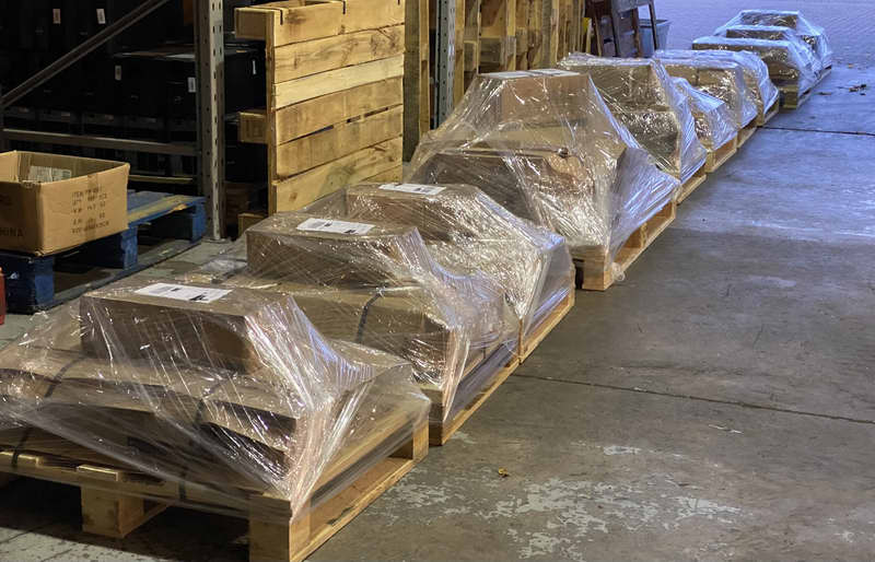 Small Pallets of UPS ready to ship out